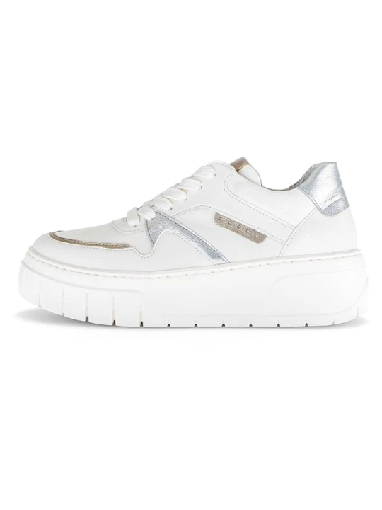 Zdjęcie produktu Gabor Skórzane sneakersy w kolorze srebrno-białym rozmiar: 38, 5