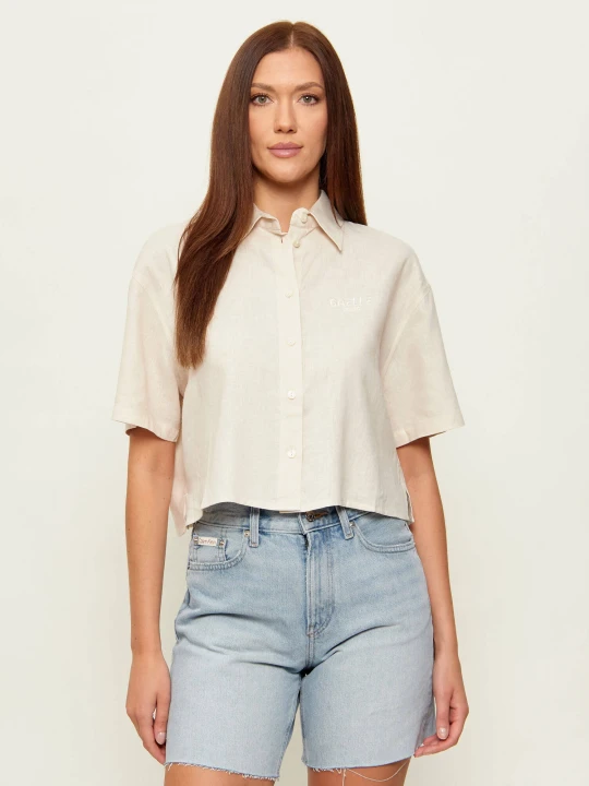 Zdjęcie produktu Gaëlle Paris Lniana koszula | Cropped Fit beżowy