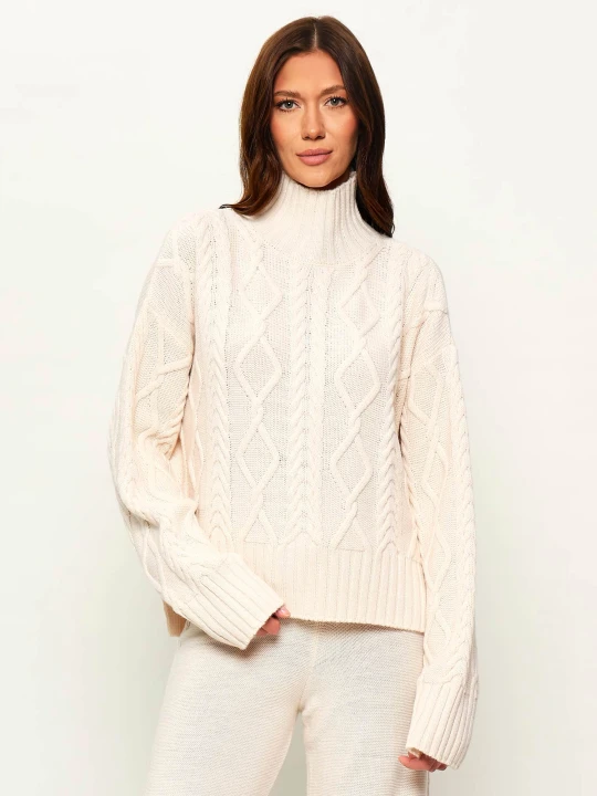 Zdjęcie produktu Gaëlle Paris Półgolf | Relaxed fit | z dodatkiem wełny kremowy