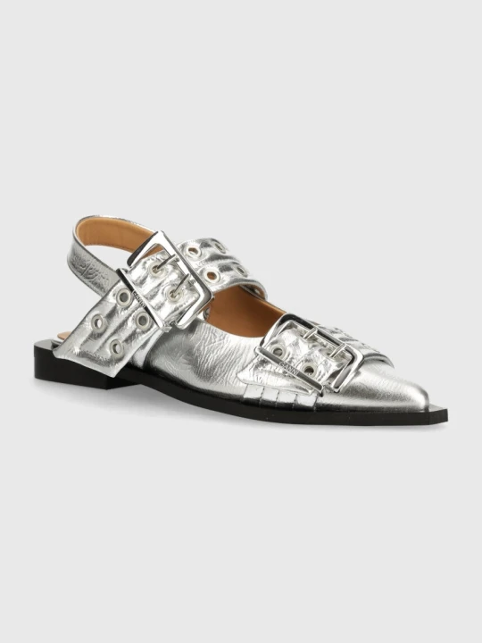 Zdjęcie produktu GANNI baleriny Feminine Buckle Ballerina Metallic