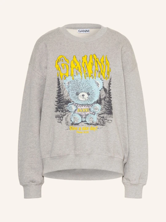 Zdjęcie produktu Ganni Bluza Oversize Z Kamyczkami Ozdobnymi grau szary