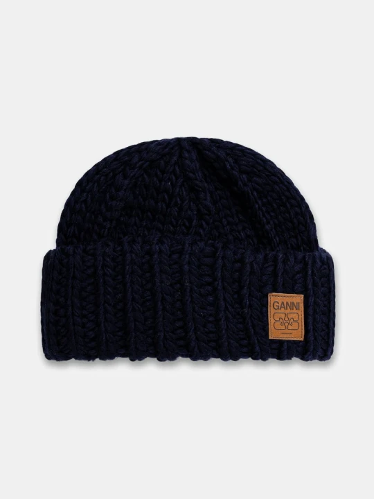 Zdjęcie produktu GANNI czapka wełniana Graphic Wool Hand Knit