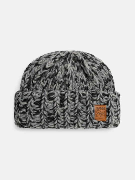 Zdjęcie produktu GANNI czapka wełniana Graphic Wool Hand Knit