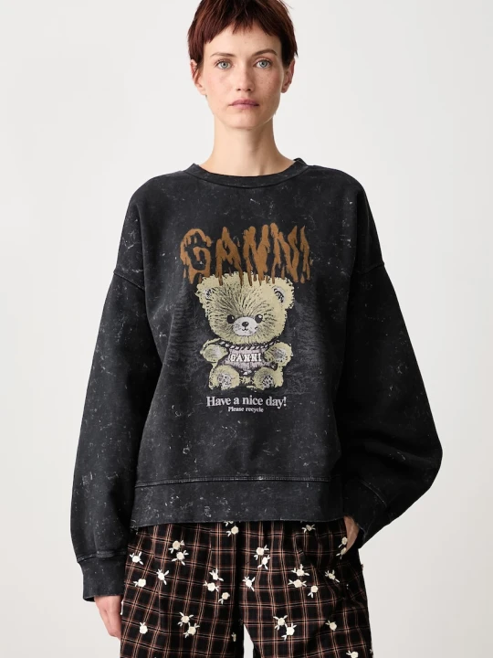 Zdjęcie produktu GANNI Isoli Teddy Forest Vintage bluza oversize bawełniana damska