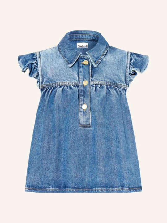 Zdjęcie produktu Ganni Jeansowa Bluzka Z Falbanami blau