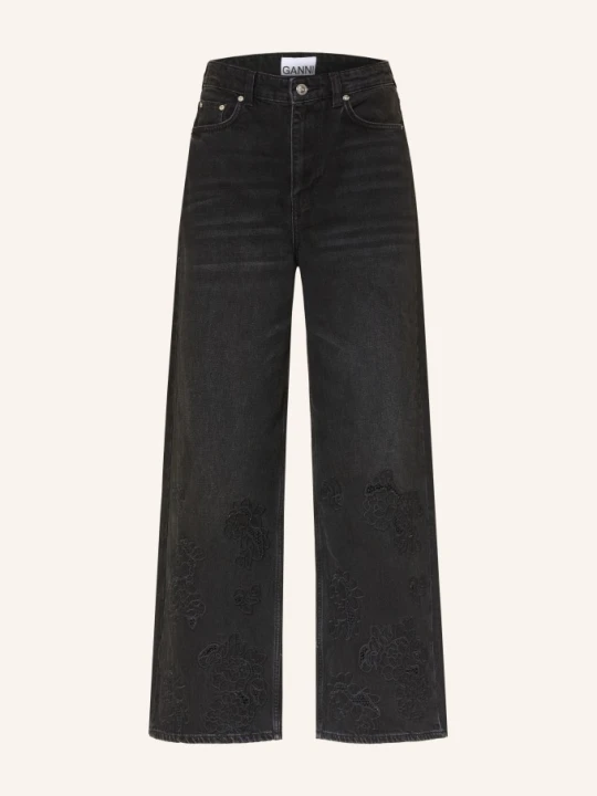 Zdjęcie produktu Ganni Jeansy Wide Leg Lari schwarz 055 BLACK WASHED