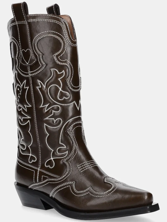 Zdjęcie produktu GANNI kowbojki Mid Shaft Embroidered Western Boot Oleatex