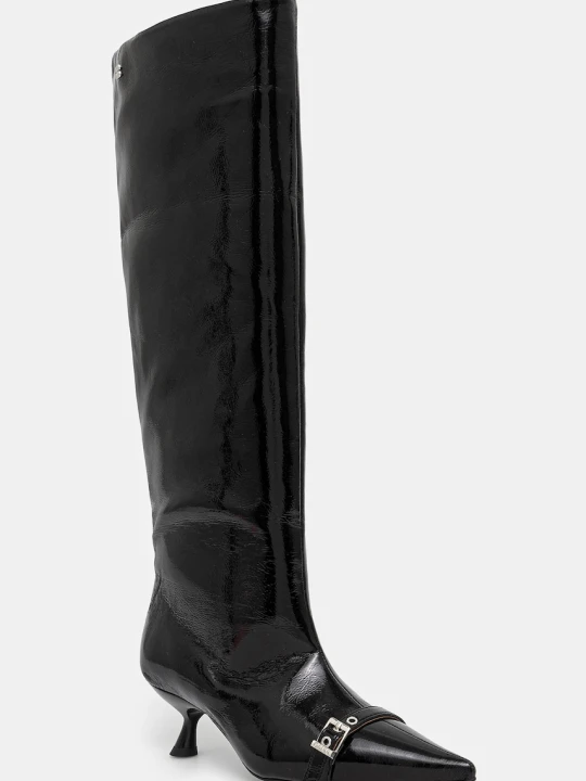 Zdjęcie produktu GANNI kozaki Eyelets Slouchy High Shaft Boot Naplack