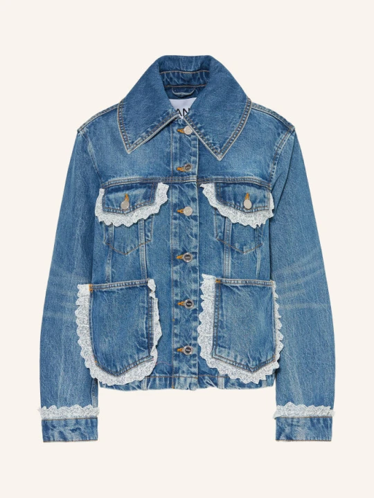 Zdjęcie produktu Ganni Kurtka Dżinsowa Z Koronką blau 569 Dark Blue Vintage