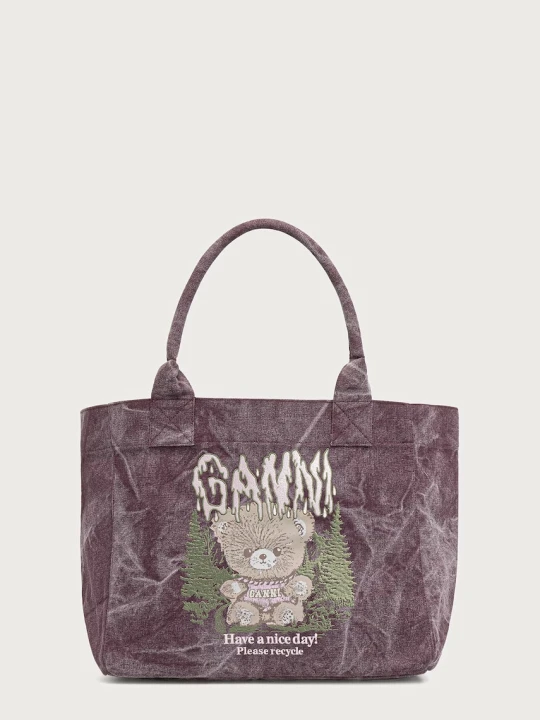 Zdjęcie produktu GANNI Medium Snow Teddy Bear torebka shopper damska bawełniana