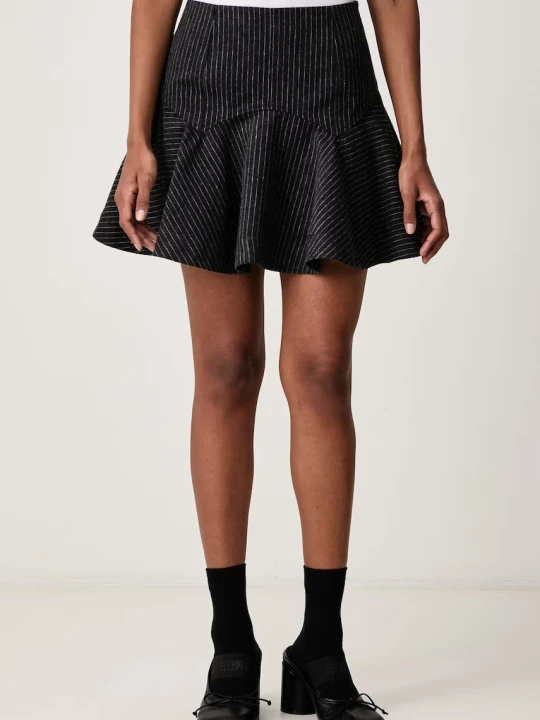 Zdjęcie produktu GANNI Pinstripe Flannel Corset spódnica rozkloszowana z dodatkiem wełny
