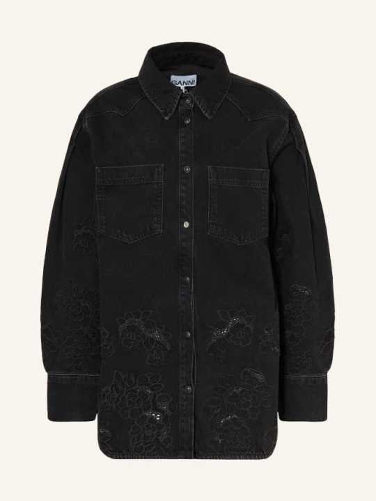 Zdjęcie produktu Ganni Płaszcz Wierzchni Z Jeansów schwarz 055 BLACK WASHED