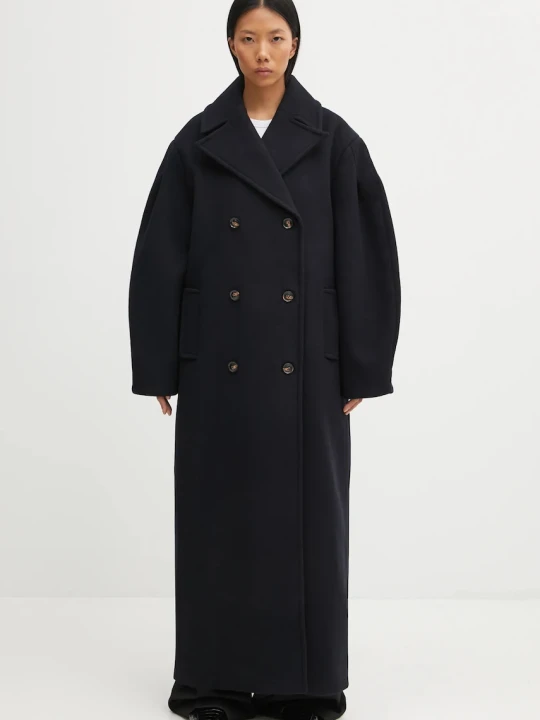 Zdjęcie produktu GANNI płaszcz z dodatkiem wełny Peacoat Wool Long