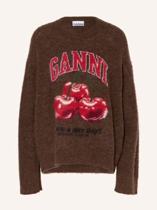 Zdjęcie produktu Ganni Sweter Oversize Z Alpaki braun brązowy