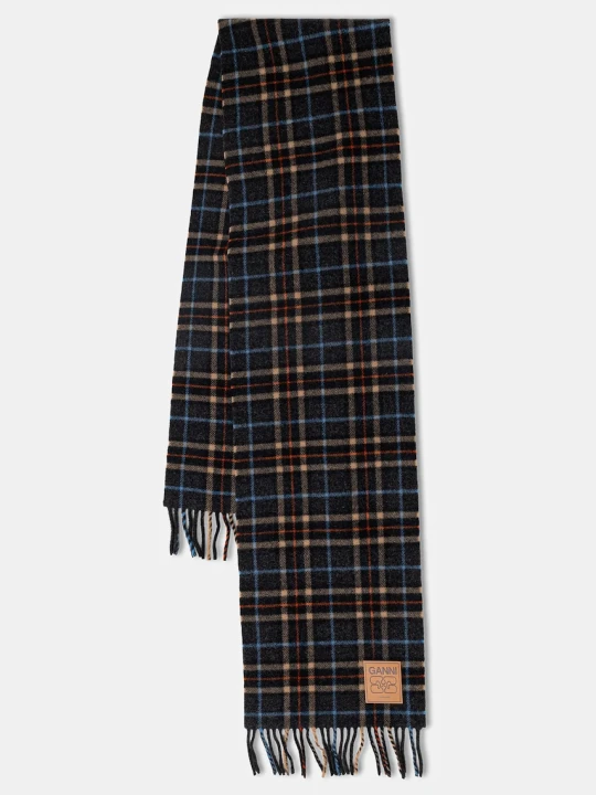 Zdjęcie produktu GANNI szalik wełniany Double Face Wool Check