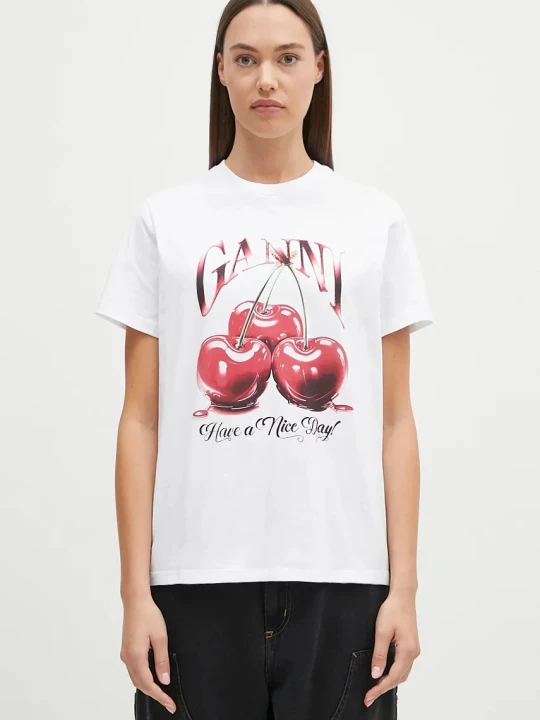 Zdjęcie produktu GANNI t-shirt bawełniany Basic Jersey Cherry