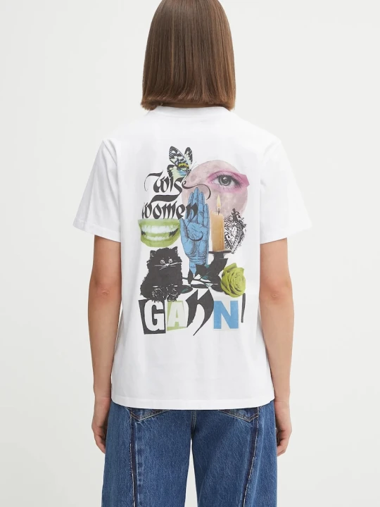 Zdjęcie produktu GANNI t-shirt bawełniany Basic Jersey Collage Relaxed