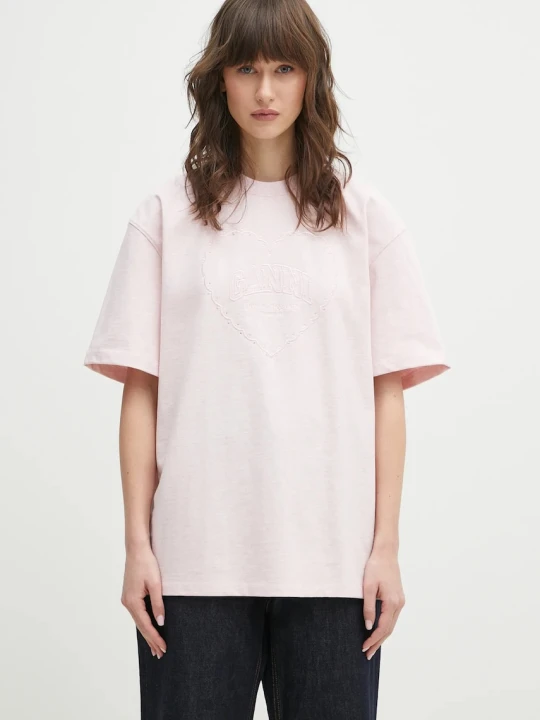Zdjęcie produktu GANNI t-shirt bawełniany Heavy Cotton Drop Shoulder Heart