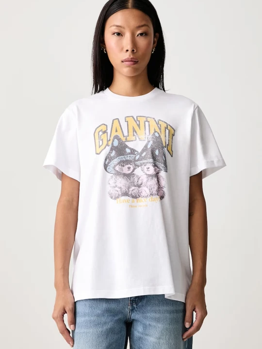 Zdjęcie produktu GANNI Teddy Mushrooms T-shirt bawełniany damski
