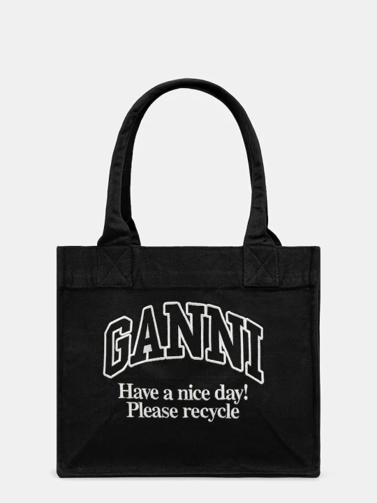 Zdjęcie produktu GANNI torebka bawełniana Large Easy Shopper Contrasted Logo