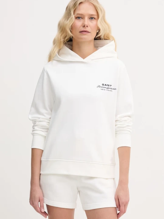 Zdjęcie produktu Gant bluza z kapturem damska bawełniana beżowy