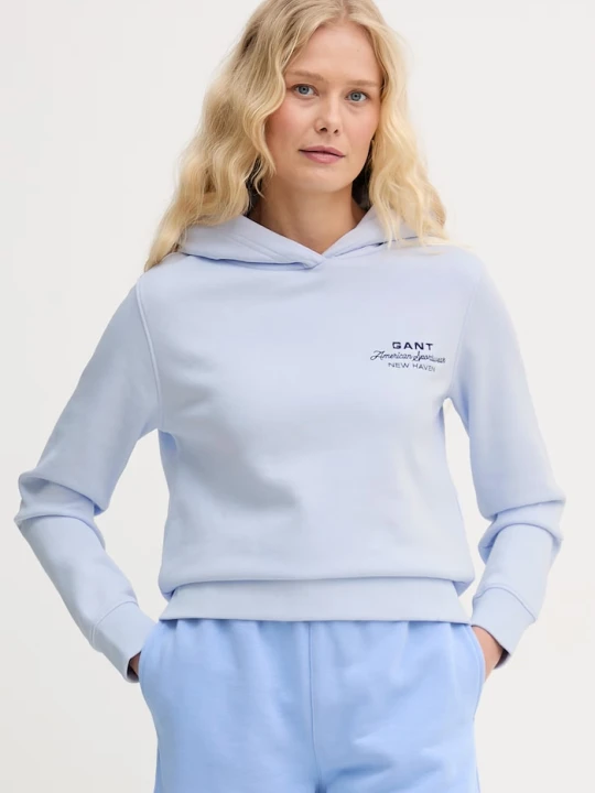 Zdjęcie produktu Gant bluza z kapturem damska bawełniana niebieski