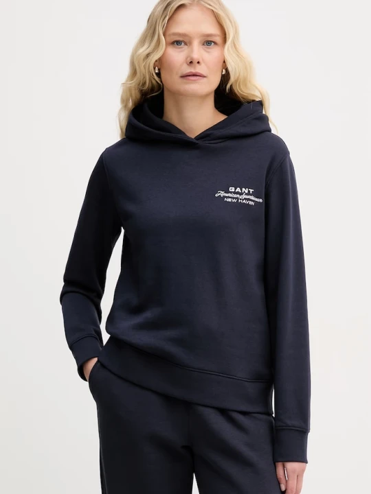 Zdjęcie produktu Gant bluza z kapturem damska bawełniana granatowy