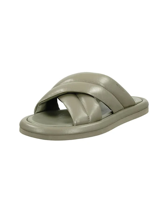 Zdjęcie produktu GANT Footwear Skórzane klapki "Clareha" w kolorze khaki rozmiar: 41