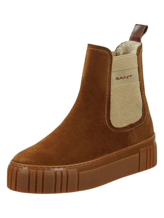 Zdjęcie produktu GANT Footwear Skórzane sztyblety "Snowmont" w kolorze jasnobrązowym rozmiar: 40