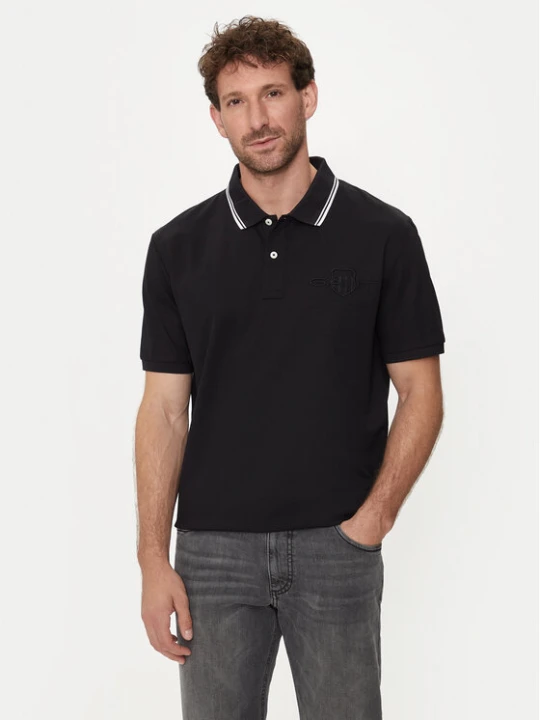 Zdjęcie produktu Gant Polo Contrast 2013039 Czarny Regular Fit