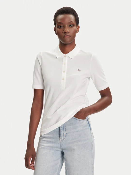 Zdjęcie produktu Gant Polo Shield 4202231 Écru Slim Fit Kremowy