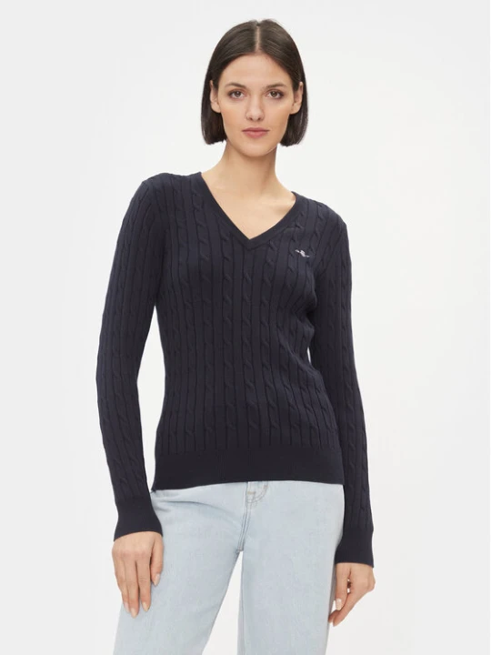 Zdjęcie produktu Gant Sweter 4800101 Granatowy Slim Fit