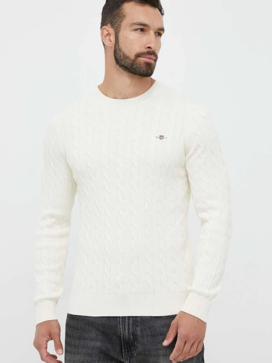 Zdjęcie produktu Gant sweter męski bawełniany beżowy