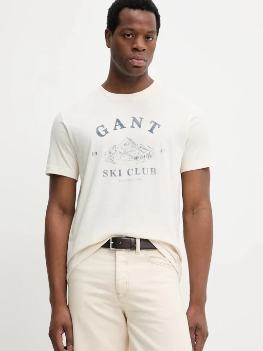 Zdjęcie produktu Gant t-shirt bawełniany beżowy