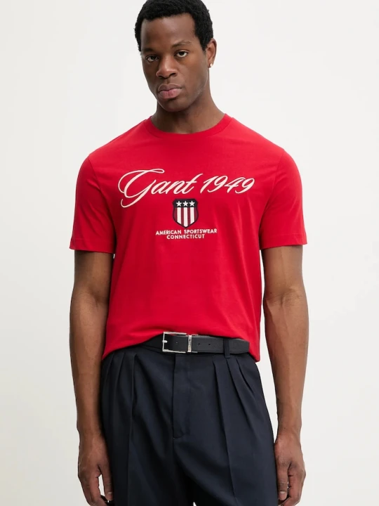 Zdjęcie produktu Gant t-shirt bawełniany czerwony