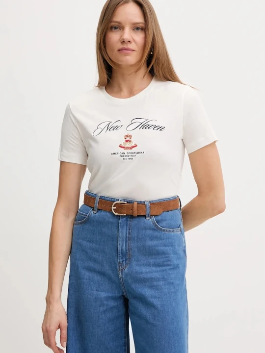 Zdjęcie produktu Gant t-shirt bawełniany beżowy