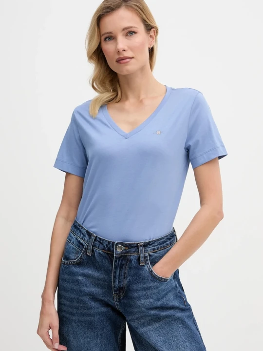 Zdjęcie produktu Gant T-shirt damski bawełniany niebieski