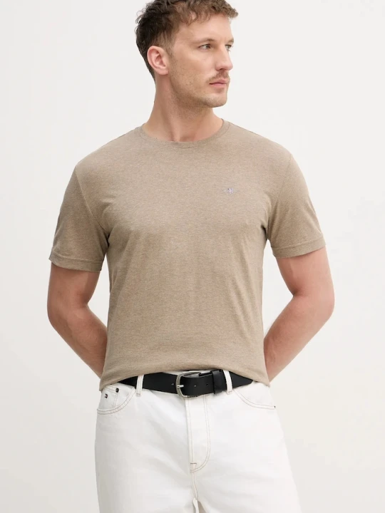 Zdjęcie produktu Gant T-shirt męski bawełniany beżowy