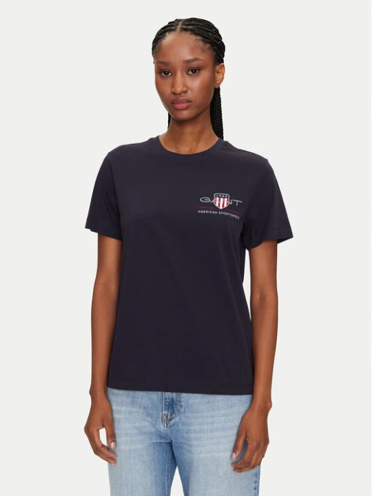 Zdjęcie produktu Gant T-Shirt Bisiklet Yaka 4200277 Granatowy Regular Fit