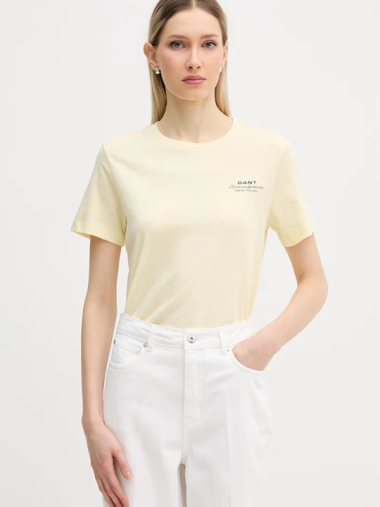 Zdjęcie produktu Gant t-shirt damski bawełniany żółty