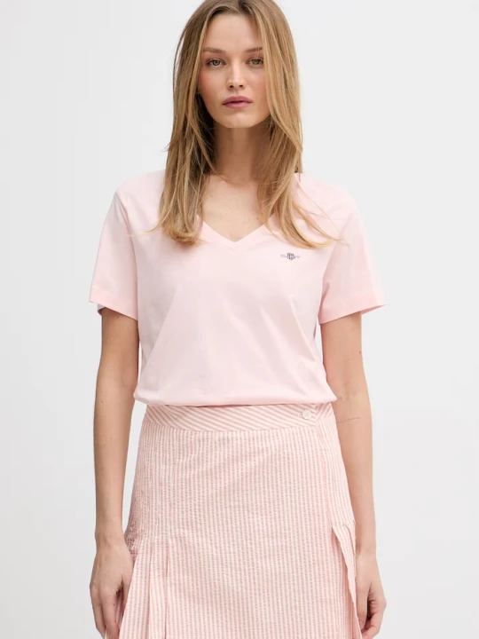 Zdjęcie produktu Gant T-shirt damski bawełniany różowy