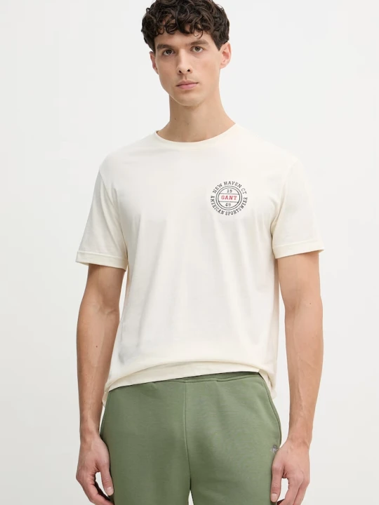 Zdjęcie produktu Gant t-shirt męski bawełniany beżowy