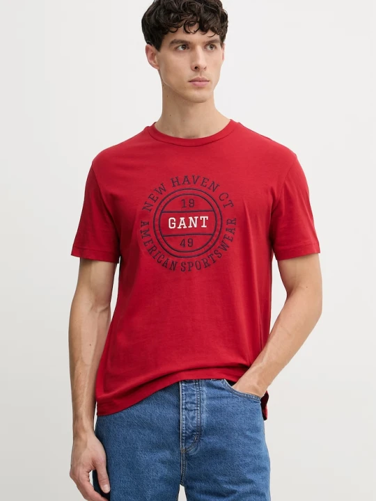 Zdjęcie produktu Gant t-shirt męski bawełniany czerwony