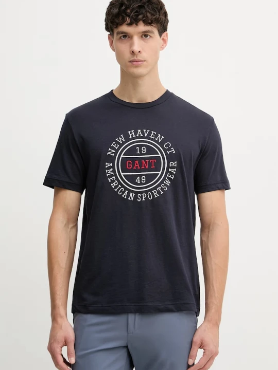 Zdjęcie produktu Gant T-shirt męski bawełniany granatowy