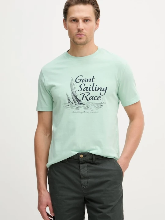 Zdjęcie produktu Gant T-shirt męski bawełniany zielony