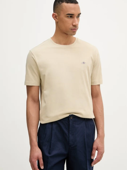 Zdjęcie produktu Gant T-shirt męski bawełniany beżowy