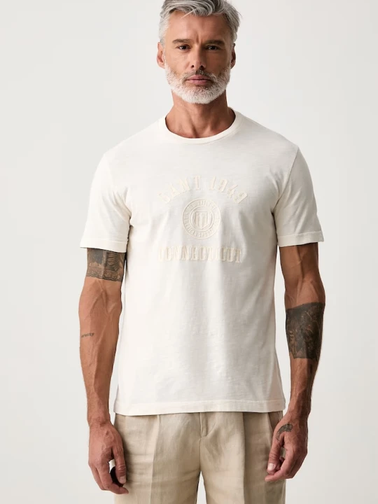 Zdjęcie produktu Gant T-shirt męski bawełniany beżowy