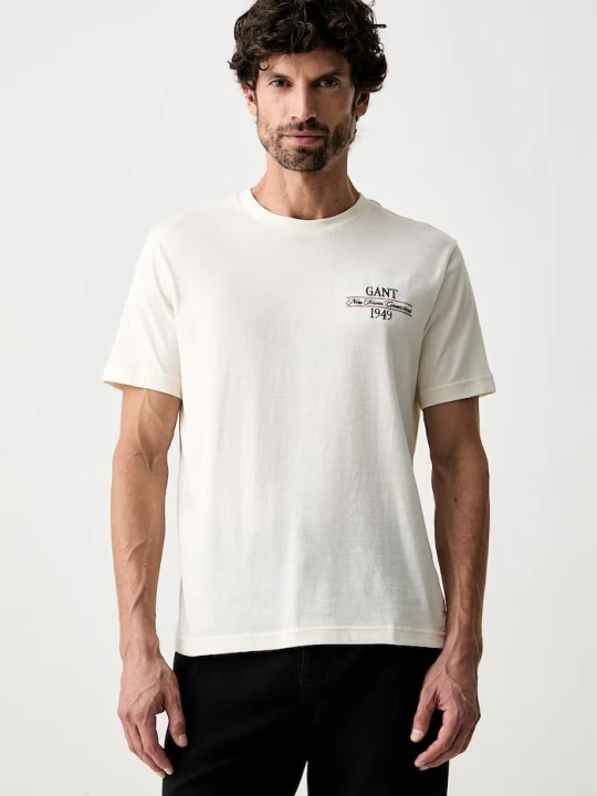 Zdjęcie produktu Gant T-shirt męski bawełniany beżowy