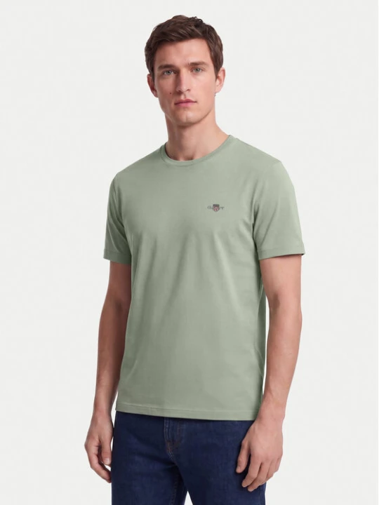 Zdjęcie produktu Gant T-Shirt Shield 2003184 Zielony jasny Regular Fit
