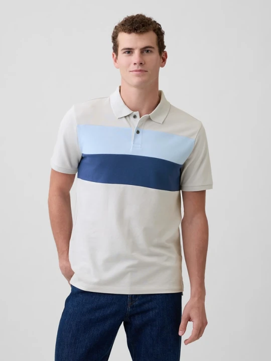 Zdjęcie produktu GAP Koszulka polo w kolorze niebiesko-kremowym rozmiar: XXL